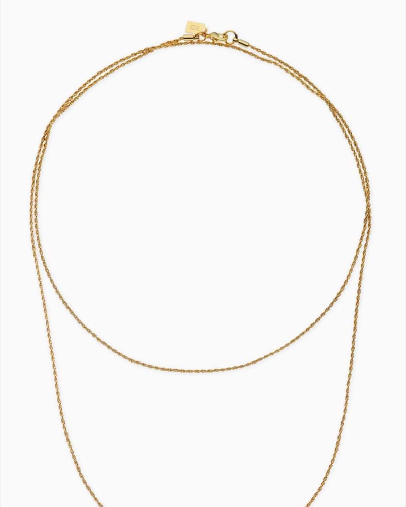 Front of a size O/S Double Rope Chain Necklace in Gold in Gold by CRYSTAL HAZE. | dia_product_style_image_id:330030